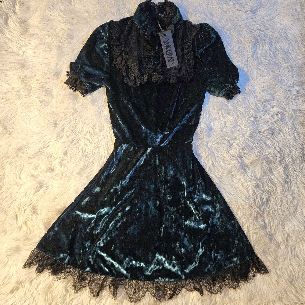 Widow: Dread N' Doom Velvet Mini Dress, Size XS, BNWT Dolls Kill
